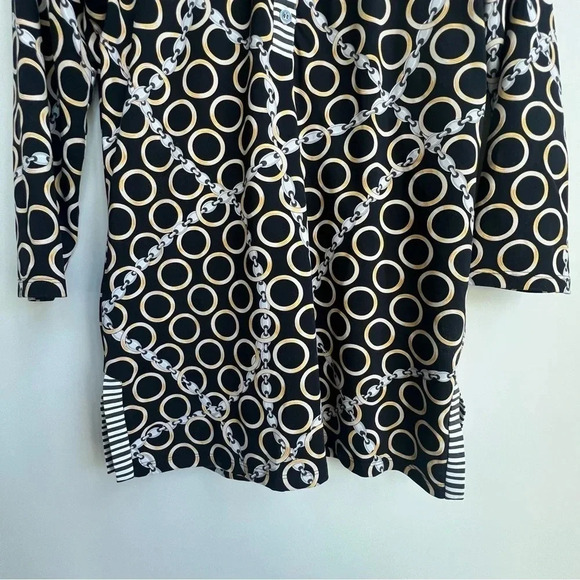 J McLaughlin Banded Collar Biscayne Tunic Top Gold Catalina Cloth Chain Print - Picture 7 of 16